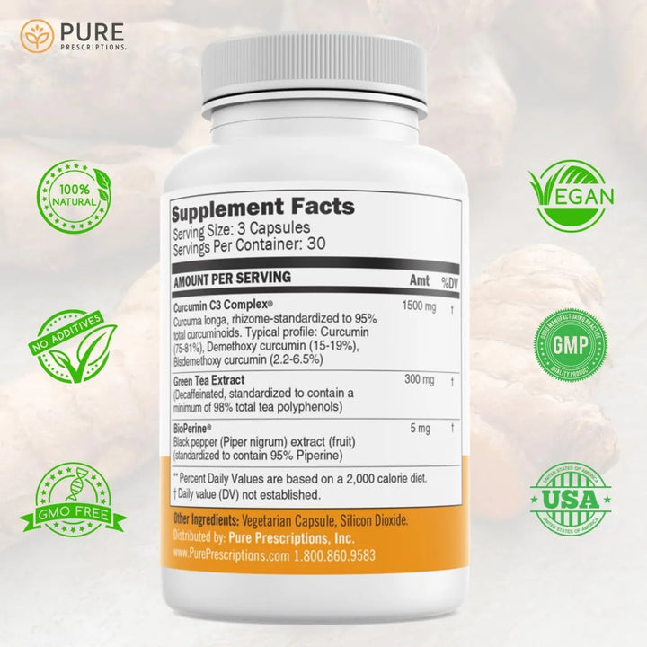 Cápsulas De Cúrcuma Curcumina 1500 Mg Con Bioperine Para Mej - Imagen 4