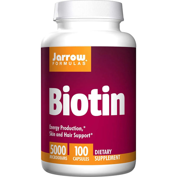 Biotina 5000 Mcg 100 Cápsulas Crecimiento Cabello Piel Uñas Vegano