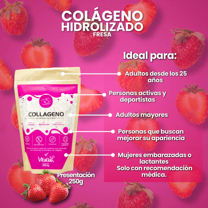 Colágeno Hidrolizado Fresa Vitaliah Doypack 250g - Imagen 2