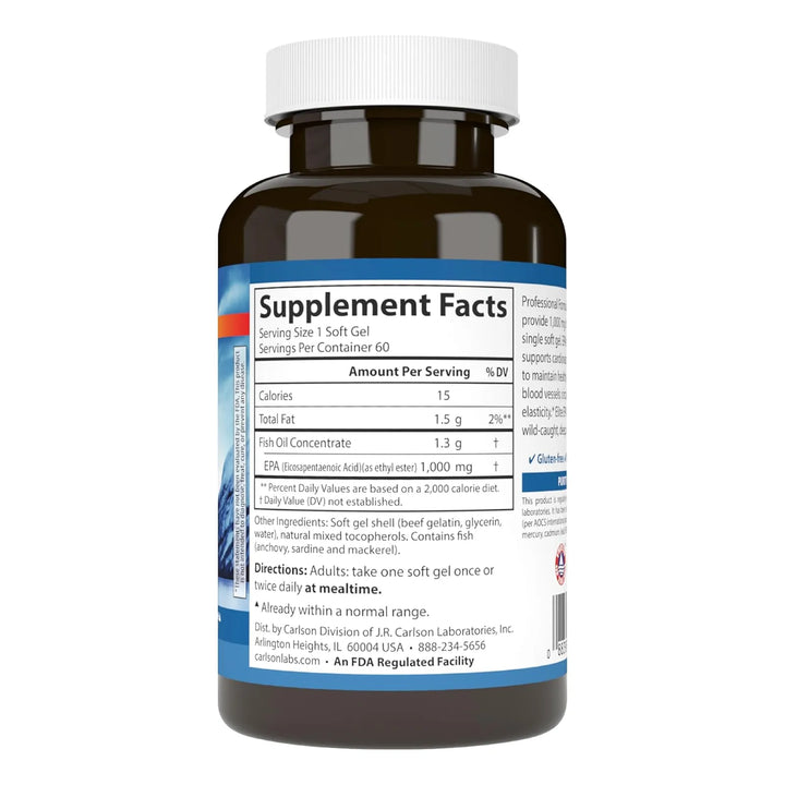 Carlson Elite Epa 1000mg De Aceite De Pescado 60 Capsulas - Imagen 7