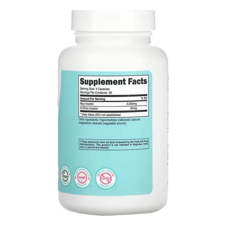 Myo Dchiro Inositol 120 Cápsulas 2000mg Fertilidad Salud Hormonal Ovario Poliquístico Myodchiro Nutricost - Imagen 2
