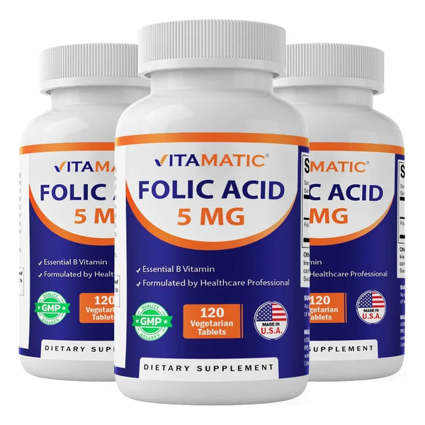Ácido Fólico 5 Mg Paquete Triple 360 Tabletas De Vitamina B9 - Imagen 1
