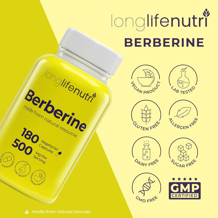 Berberina Hcl 500 Mg 180 Cápsulas Extracto Natural 1000 Mg P - Imagen 7