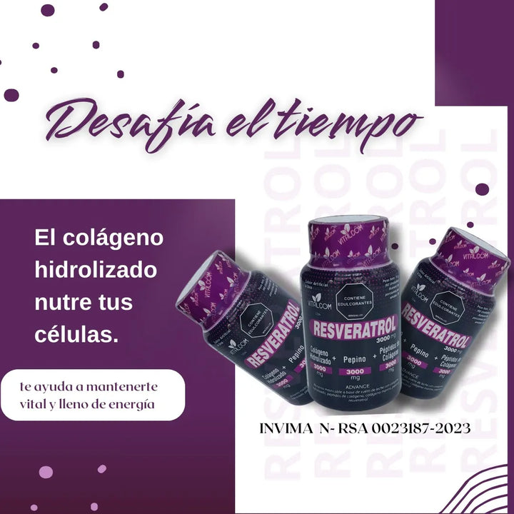 Resveratrol 3000 Mg. Puro, Antioxidante Anti Edad Ayuda Sistema Cardiovascular Sistema Inmune Mejora Piel Cabello Uñas - Imagen 2