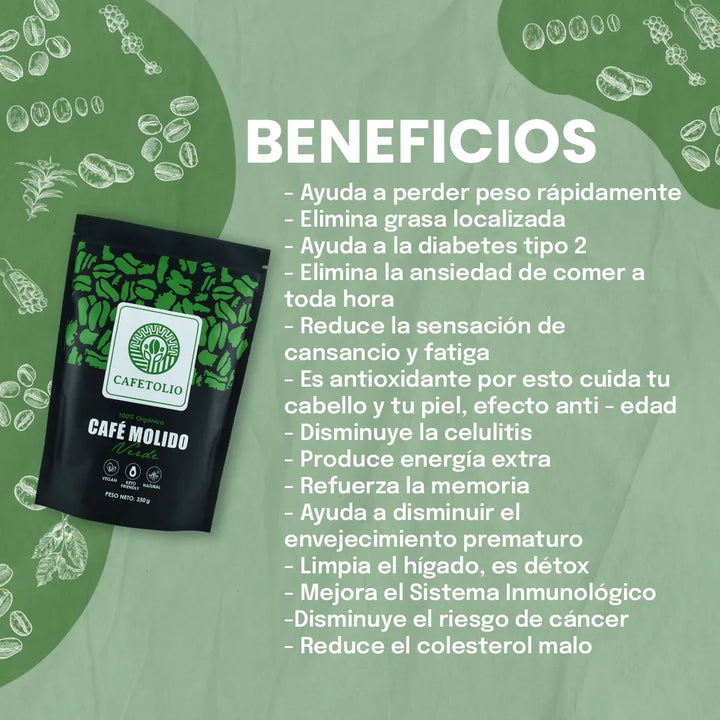 2 Cafe Verde Cafetolio Para Adegazar 100% Puro Y Original Amargo Suave - Imagen 2