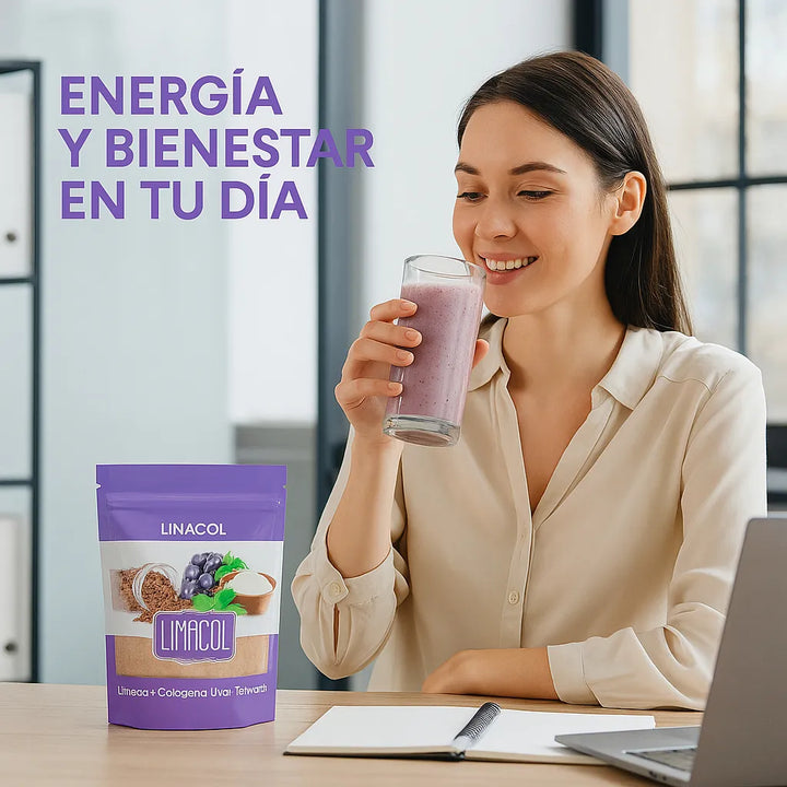 Linacol 500g En Polvo  Fibra + Colágeno Hidrolizado + Uva Y Té Verde | Bienestar Digestivo, Salud Ósea Y Vitalidad - Imagen 8