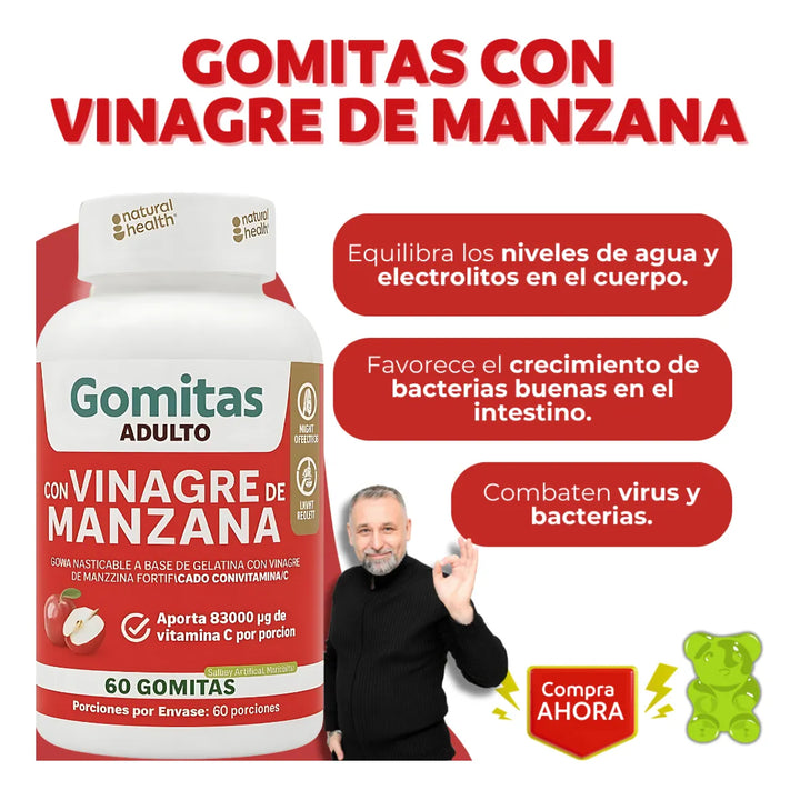 Gomas Vinagre De Manzana Gelatina + Vitamina C- Registro Invima - Imagen 4