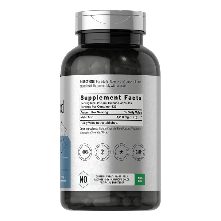 Cápsulas De Ácido Málico 1200 Mg 250 Unidades Saludable Y Na - Imagen 2