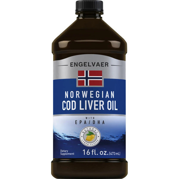 Aceite De Hígado De Bacalao Líquido 473 Ml Con EPA DHA Sabor Limón Engelvaer Norwegian