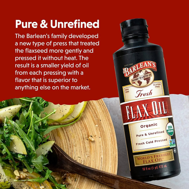 Aceite Linaza Organica Puro Prensado En Frio Barlean 355 Ml Fragancia - Imagen 4
