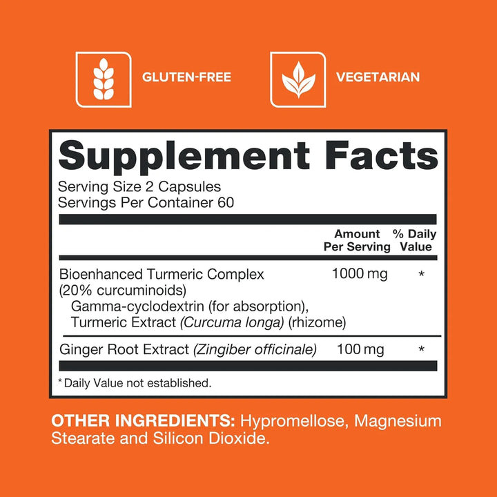Cápsulas De Cúrcuma Y Jengibre 1000 Mg Alta Absorción Salud - Imagen 2