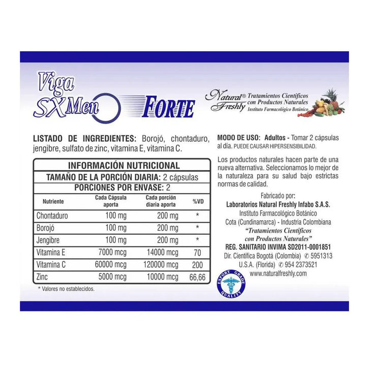 Suplemento Dietario Viga Sx Men Forte Caja X 4 Cápsulas. - Imagen 2