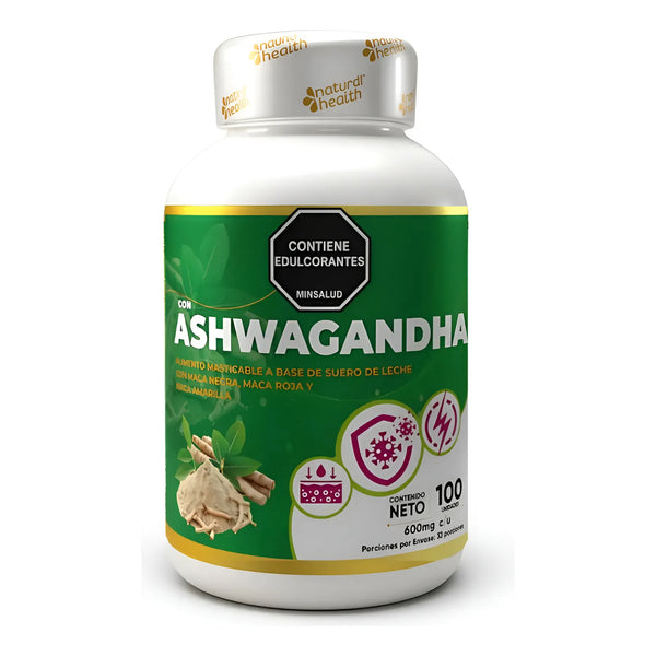 Ashwagandha 100 Capsulas Natural Health Sin Sabor - Imagen 1