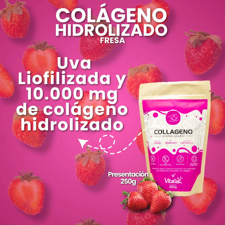 Colágeno Hidrolizado Fresa Vitaliah Doypack 250g - Imagen 3