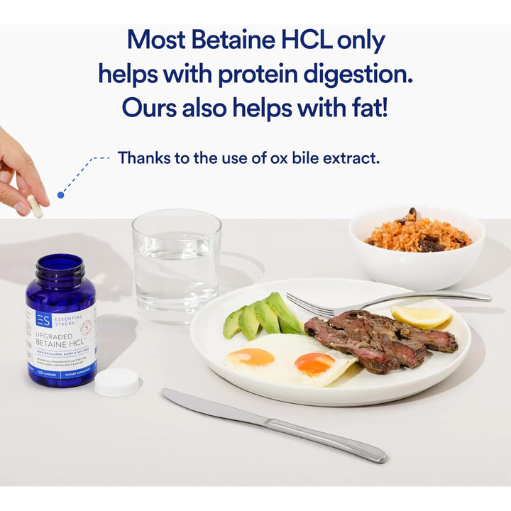 Betaína Hcl Con Pepsina Y Bilis De Buey 120 Cápsulas Digesti - Imagen 4