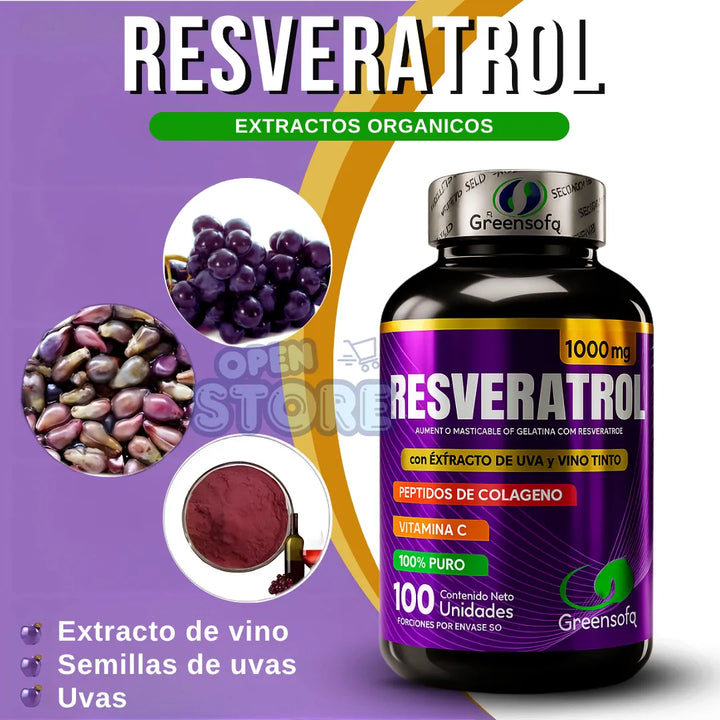 Resveratrol Americano Puro 1600 Con Peptidos De Colageno Original - Imagen 8