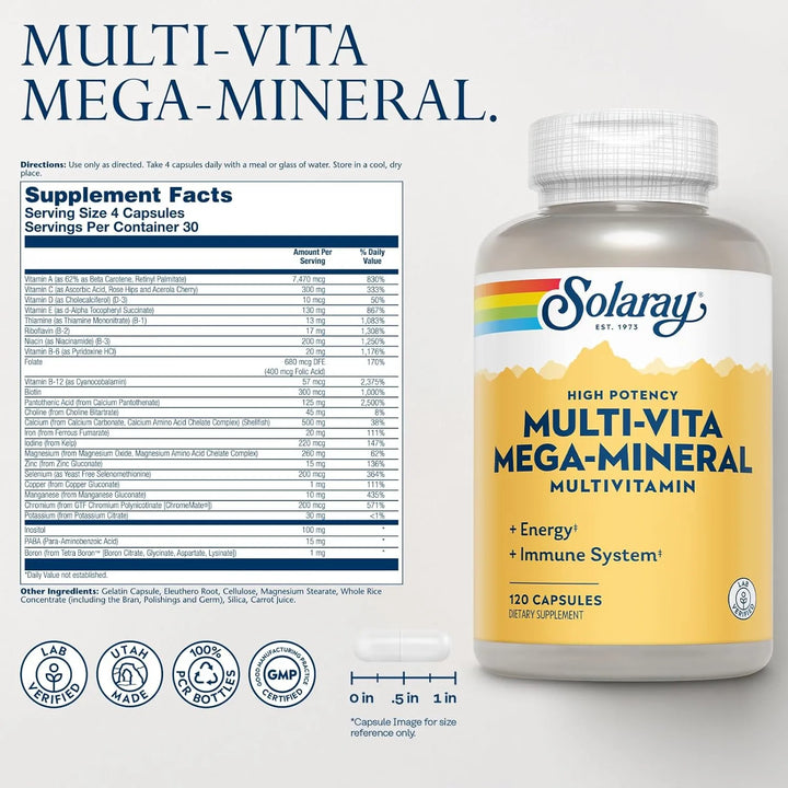 Cápsulas Multivitamínicas Mega Minerales 120 Unidades Energí - Imagen 2