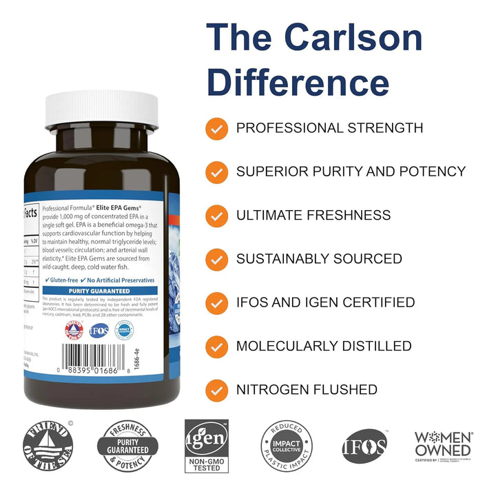 Carlson Elite Epa 1000mg De Aceite De Pescado 60 Capsulas - Imagen 2