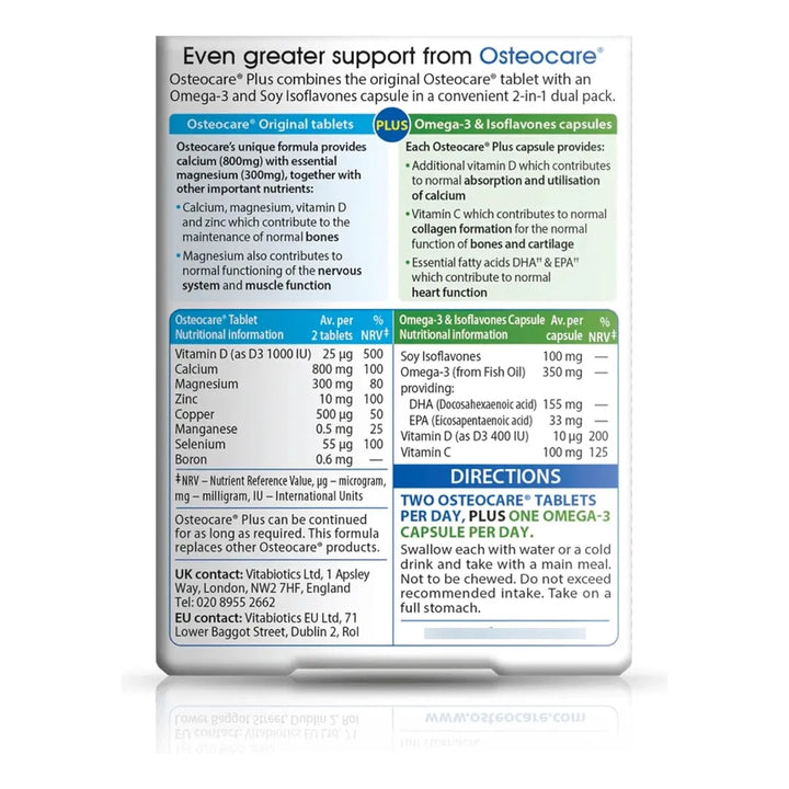 Osteocare Plus Fórmula 2 En 1 Calcio 800 Mg Vitamina D3 Magn - Imagen 2