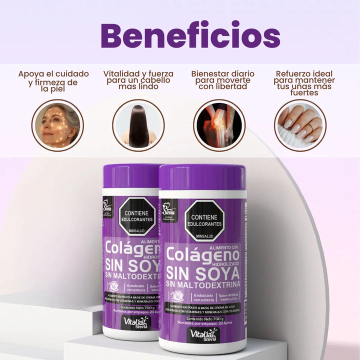 Colágeno Hidrolizado Vainilla Vitaliah 700g Pack X8 - Imagen 2