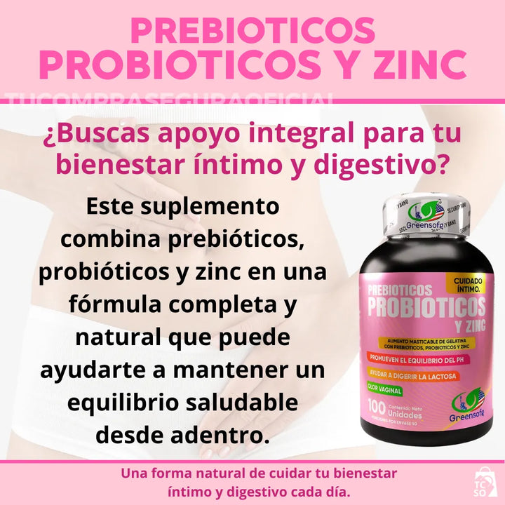 Probióticos Prebióticos Y Zinc Cuidado Intimo De La Mujer Sin Sabor - Imagen 2