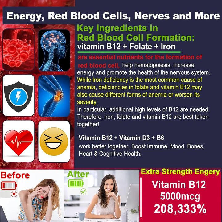 Gomitas De Hierro 18 Mg Con Vitamina B12 5000 Mcg Para Adult - Imagen 4