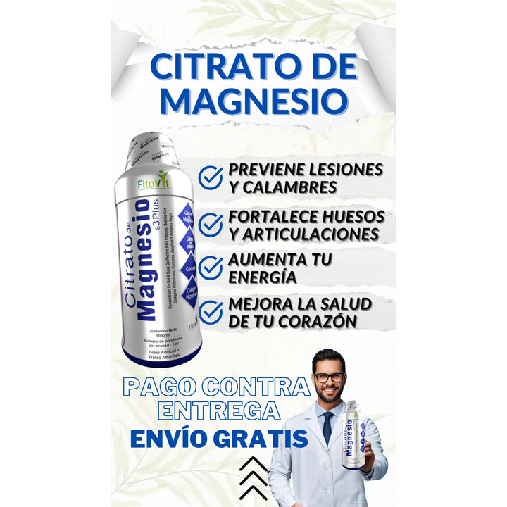 Citrato De Magnesio S3 Plus Con Calcio Y Colágeno Hidrolizado 1000ml Frutos Amarillos - Imagen 7