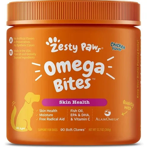 Zesty Paws Omega 3 Bites Suplemento Para Piel Y Pelaje Canino