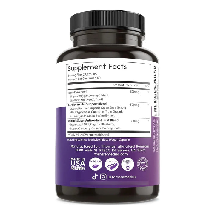 Antioxidante Orgánico Resveratrol 1600mg Con Extracto De Sem - Imagen 6