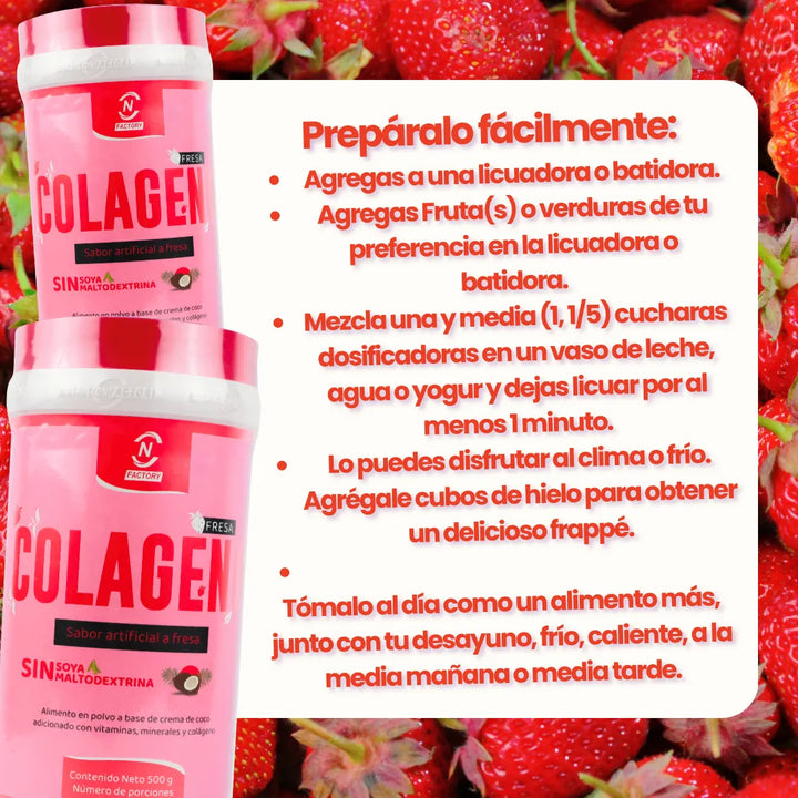 Colágeno Hidrolizado Fresa Nutrition Factory 500g - Imagen 7