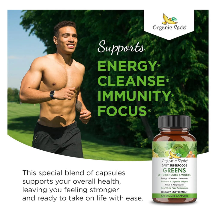 Cápsulas Orgánicas Super Greens 8 En 1 Con Moringa Té Verde - Imagen 6