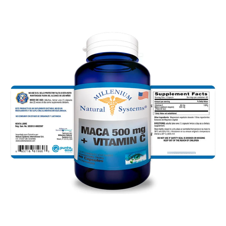 Maca 500mg + Vitamina C 60 Cap - Imagen 2
