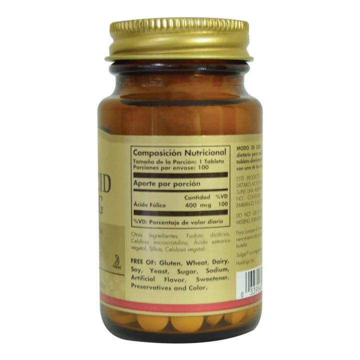 Folic Acid 400mg X 100 Tabletas Sin Sabor - Imagen 3
