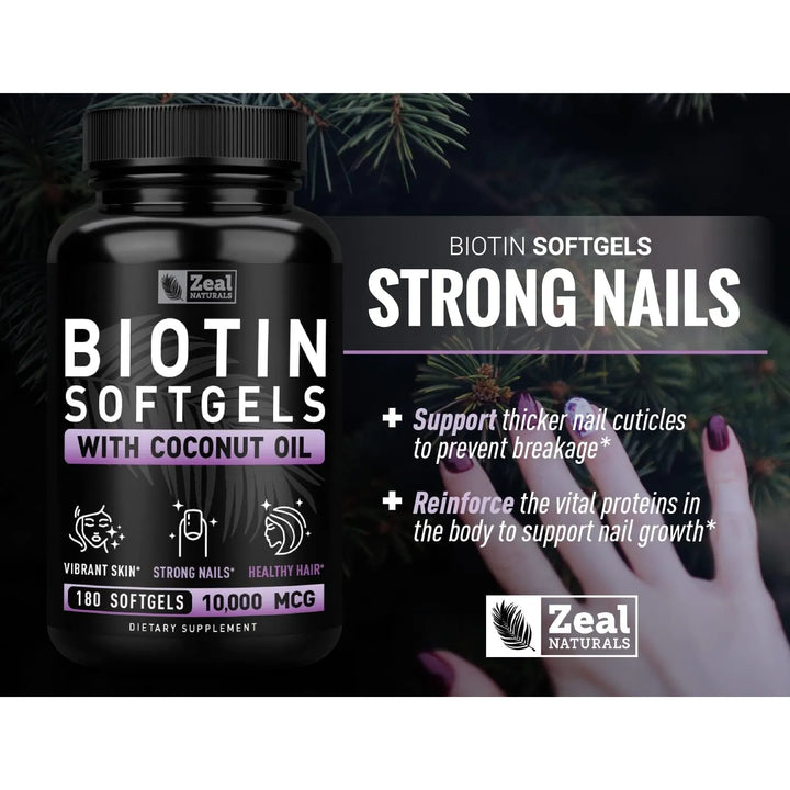 Biotina 10000 Mcg Con Aceite De Coco 180 Cápsulas Blandas Ca - Imagen 4