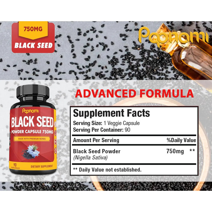 Cápsulas Pure Black Seed 750 Mg Inmunidad Digestión Piel Cab - Imagen 2