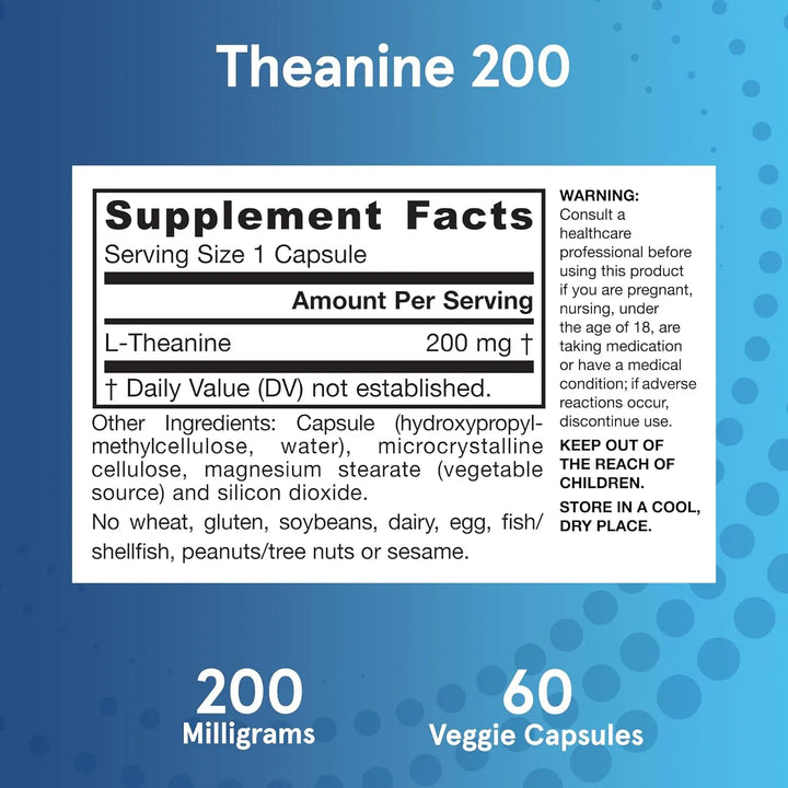 Theanine 200 Mg Aminoacido Neurologicamente Activo 60 Cap - Imagen 6