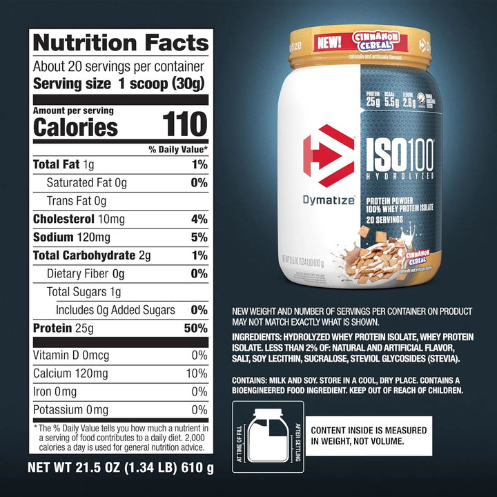 Proteína Hidrolizada Iso100 100% Aislado Suero Cereal Canela - Imagen 6