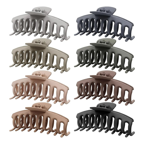 Pinzas Grandes Antideslizantes Para Cabello Fino Y Grueso Colores Neutros