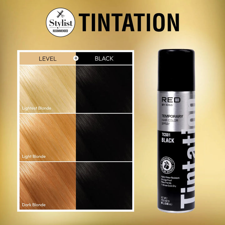 Kiss Tintation Aerosol Coloracion Temporal Cabello TCS01 Negro Con Ace ...