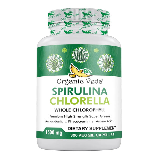 Cápsulas De Espirulina Y Clorella Orgánica 1500 Mg 300 Unidades Energía E Inmunidad