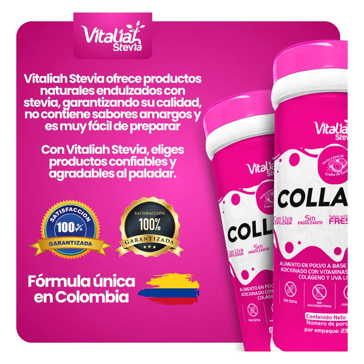 Kit Vitaliah Colágeno Hidrolizado Fresa X3 + Gotero Stevia 10ml - Imagen 8