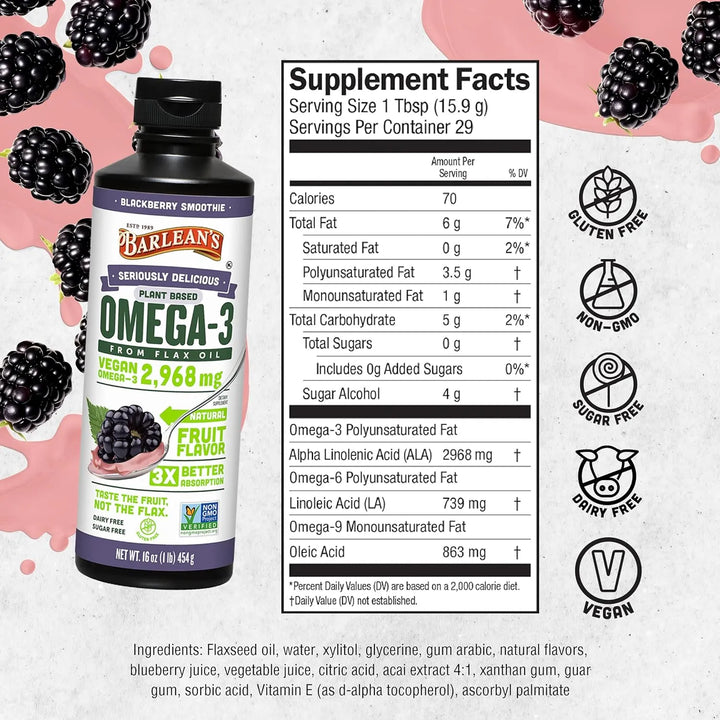 Aceite De Linaza 2968mg Omega 3 6 9 Organico Mora 1 Lb - Imagen 6