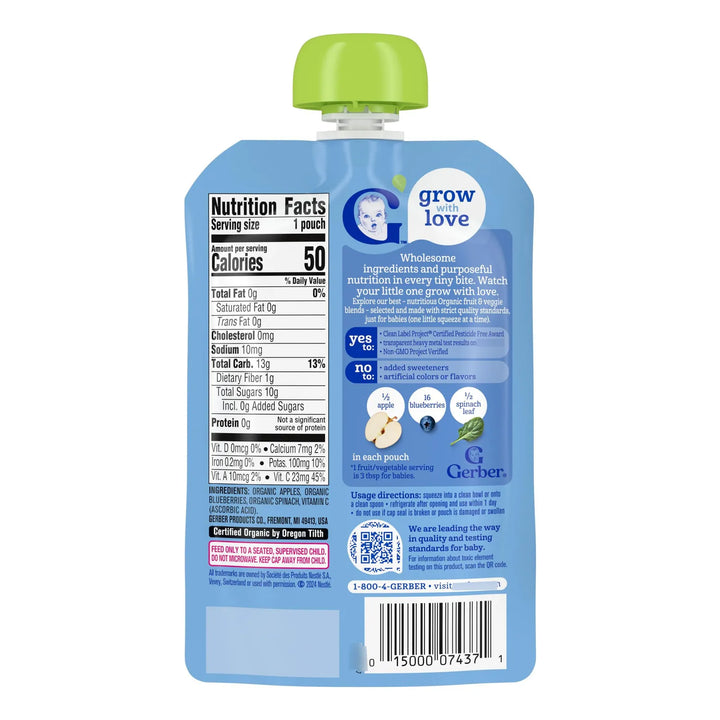 Alimentos Para Bebés Orgánicos Manzana Arándano Espinaca 99 - Imagen 3