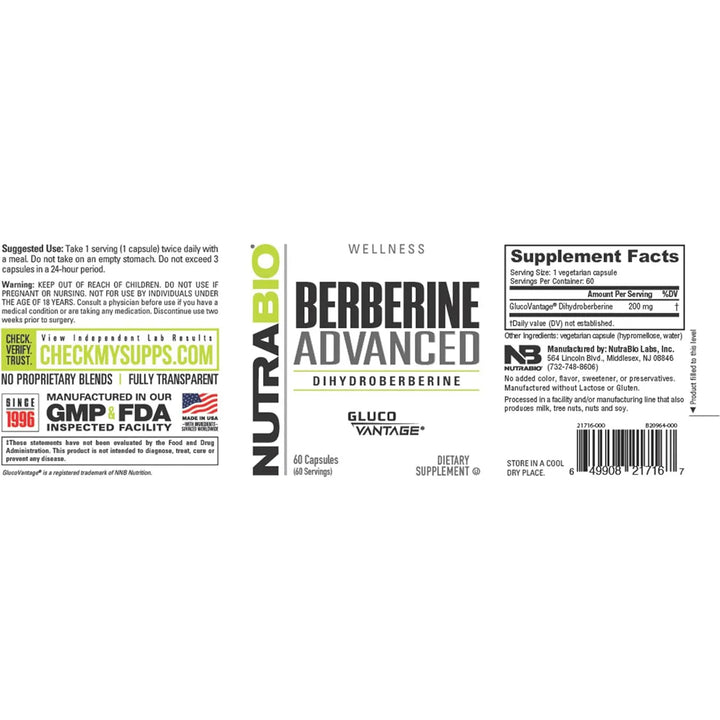 Berberina Avanzada Dihidroberberina 200 Mg Apoyo Tolerancia - Imagen 7