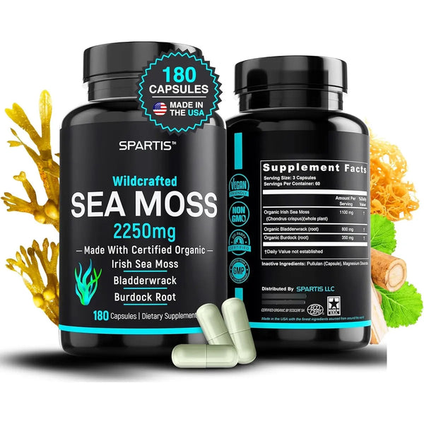 Cápsulas De Musgo Marino Orgánico 2250 Mg Con Raíz De Bardan - Imagen 1