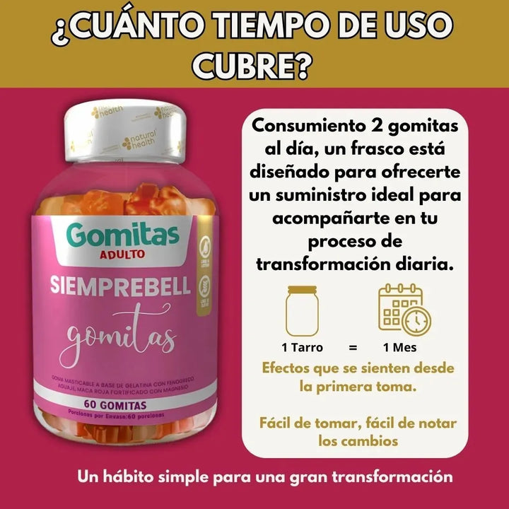 Gomas Aguaje Fenogreco & Maca Roja Fitoestrogenos Naturales Fem- Siemprebell Invima - Imagen 8