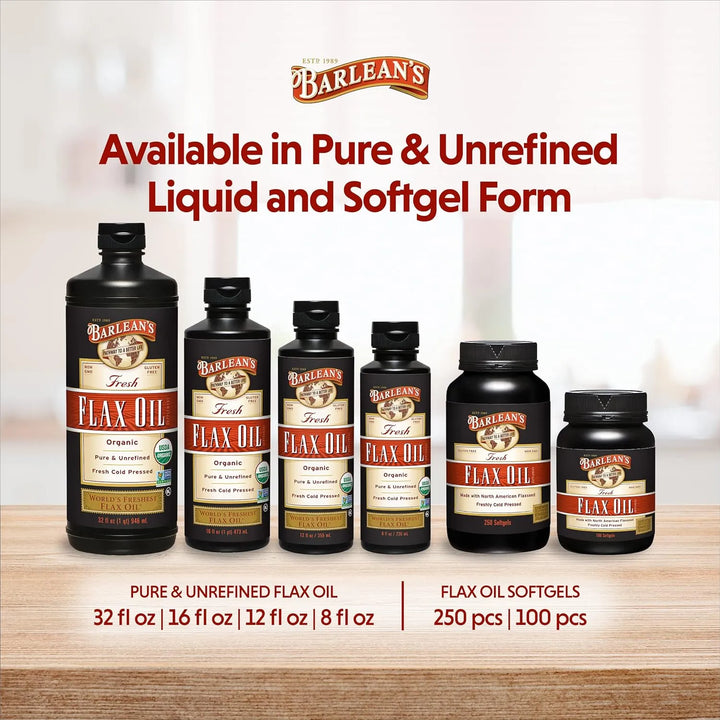 Aceite Linaza Organica Puro Prensado En Frio Barlean 946 Ml - Imagen 7