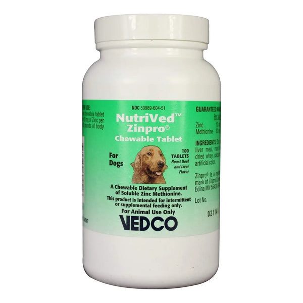 NutriVed Tabletas Masticables De Zinc Y Metionina Para Perros 100 Unidades