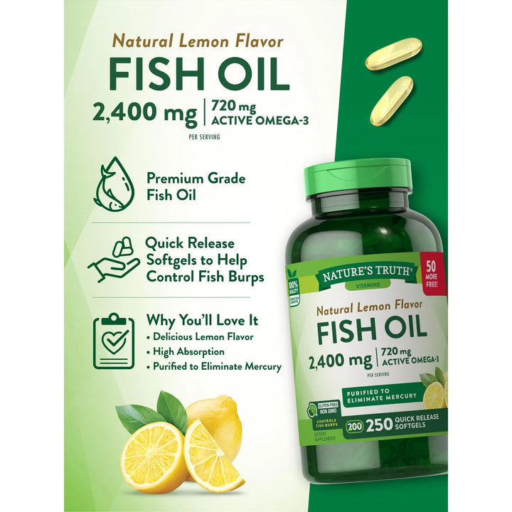 Aceite De Pescado 2400 Mg 250 Cápsulas Blandas 720 Mg Omega - Imagen 4