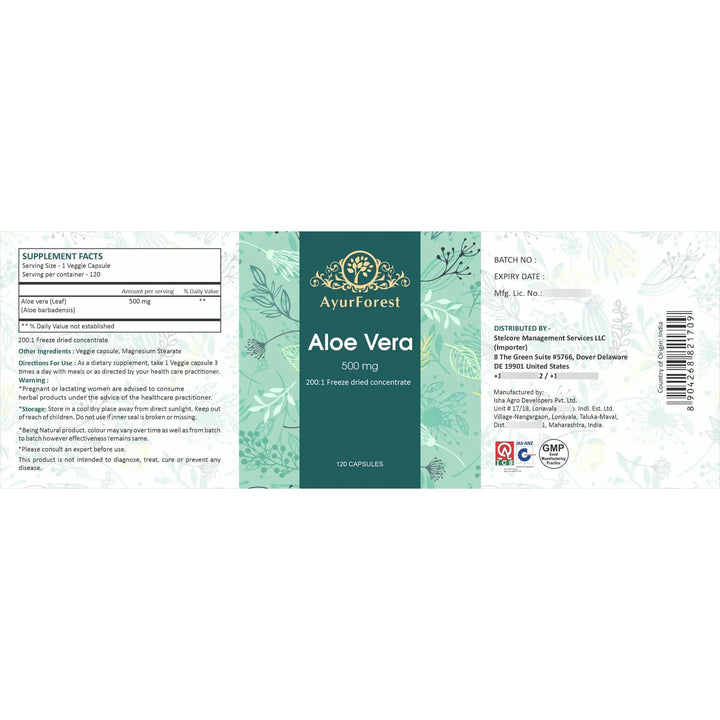 Cápsulas De Aloe Vera 120 Unidades 500 Mg Apoyo Inmunológico - Imagen 5